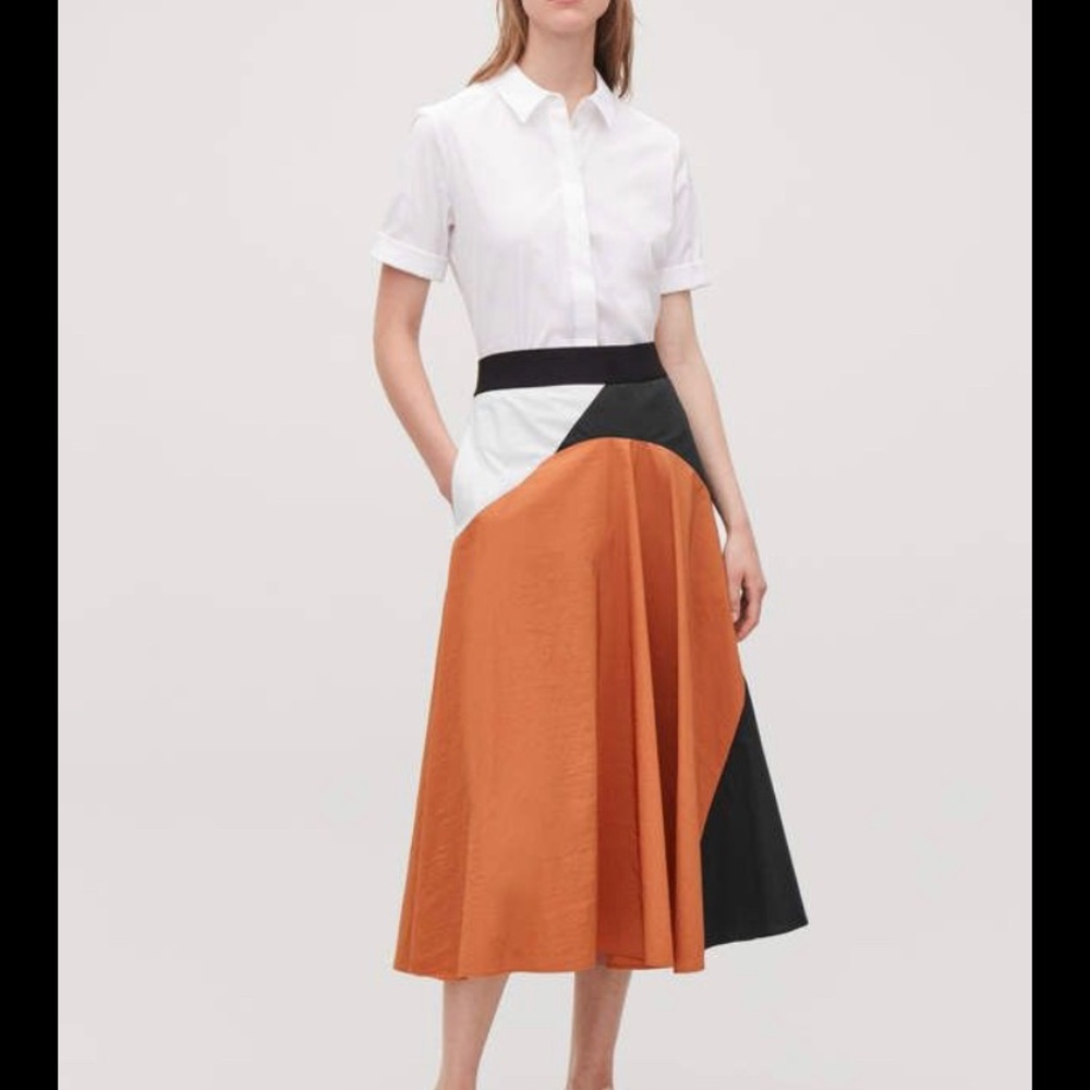 COS color block A-line skirt in orange/navy/light blue size 6 NWT MSRP$115